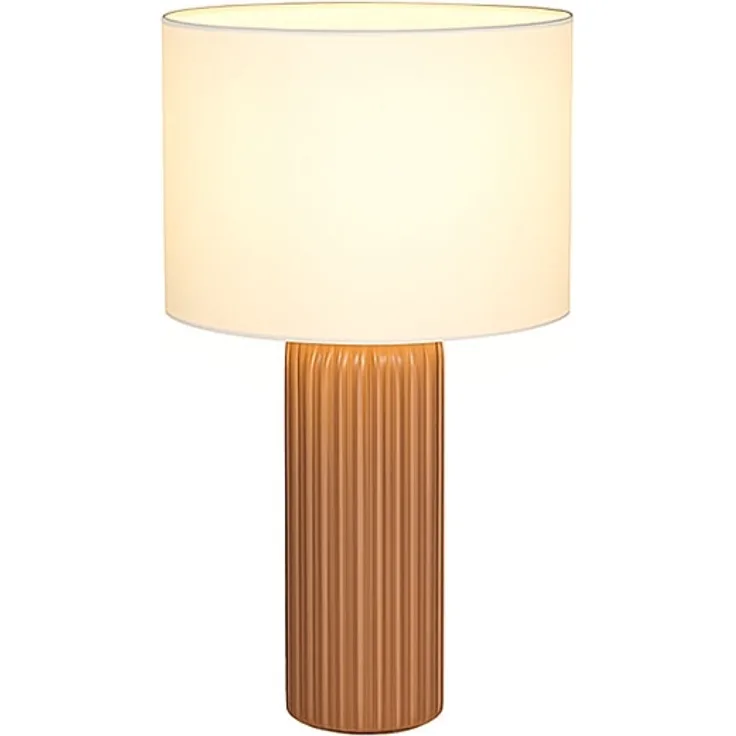 Tischlampe, Keramik Mokka, Textil Beige, H 51 cm