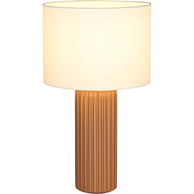 Tischlampe, Keramik Mokka, Textil Beige, H 51 cm – Bild 1
