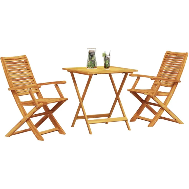 vidaXL Klapp Bistro Set 3 pcs Braun Massivholz Akazie 3375697 – Bild 3