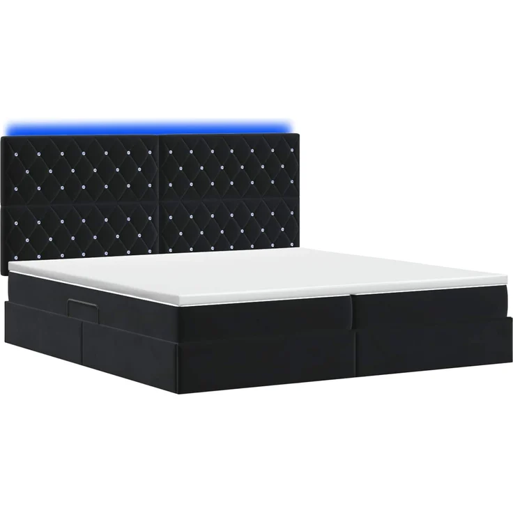 vidaXL LED-Speicherbett mit Matratze Schwarz 200x200 cm Samt 3460094 – Bild 9