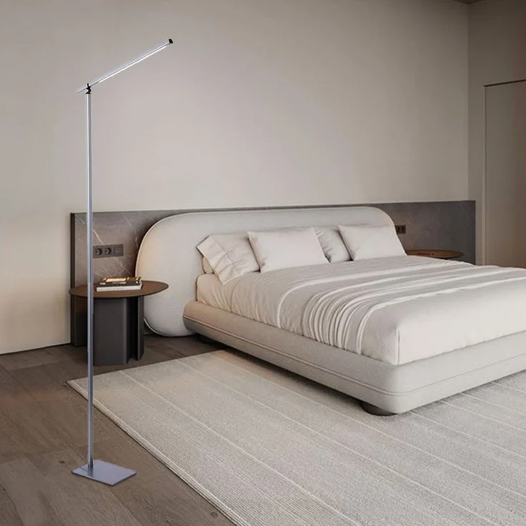 NOWA LED Stehlampe, LED-Leuchtmittel fest verbaut, Warmweiß, Stehlampe Stehleuchte Touchdimmer Beistelllampe silberLED H 145 cm – Bild 2