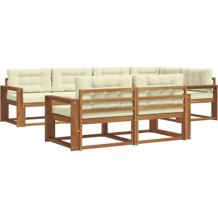 vidaXL Outdoor-Sofagarnitur 8 stk. 7-Sitzer Natur und Creme 3367723 – Bild 2