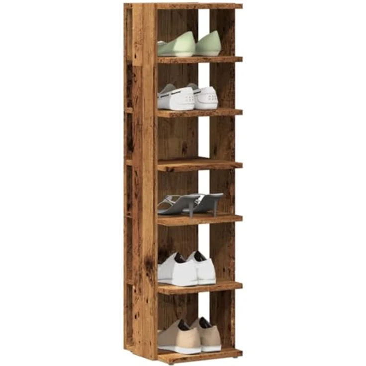 vidaXL Schuhschrank Altholz-Optik 28x27x102 cm Holzwerkstoff 856664 – Bild 5