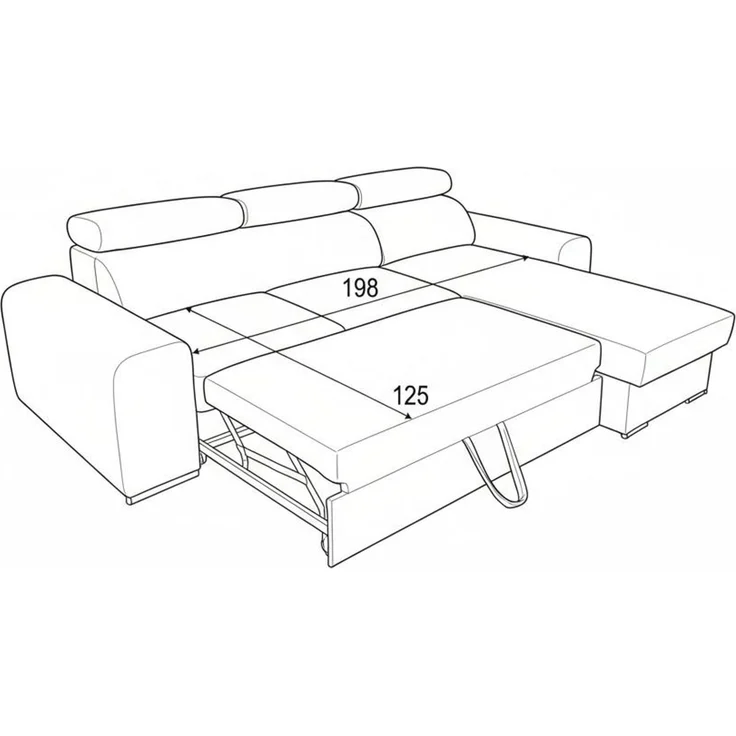 Wohnero24 - Höchste Qualität - Modernes Ecksofa PAVONE 1 - 260x183 cm – Chenille Stoff – Schlaffunktion 198x125 cm & Bettkasten - Grau – Bild 5