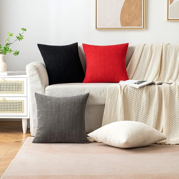 2er Set EMEMA Kord Kissenhülle 40x60cm Weiß - Dekorative Zierkissenbezüge – Bild 5