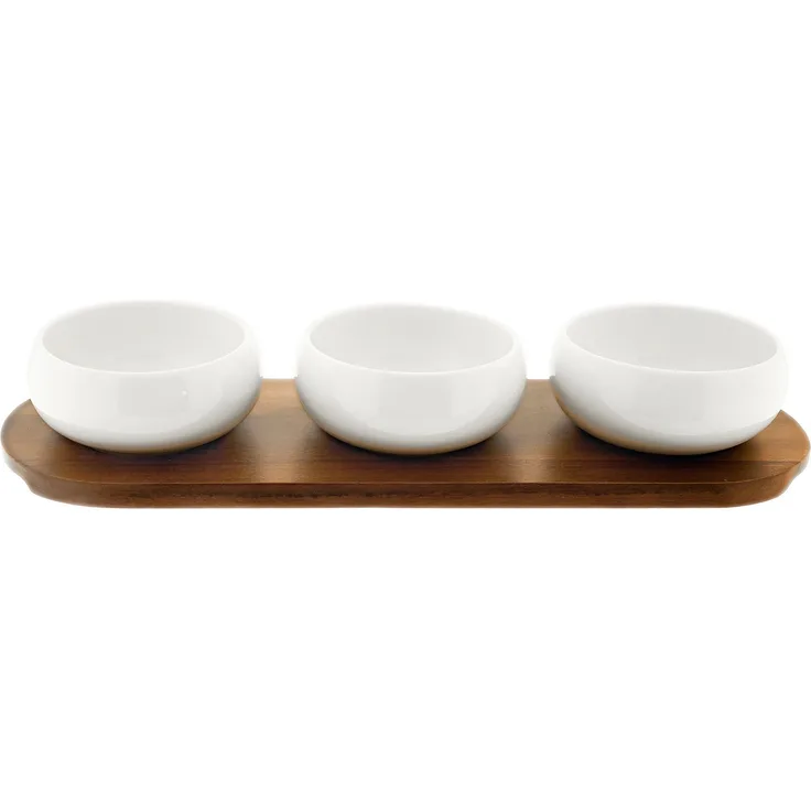 Belicia 4-teiliges Servierschalen-Set mit Holzbrett & Schalen, für Snacks & Dips