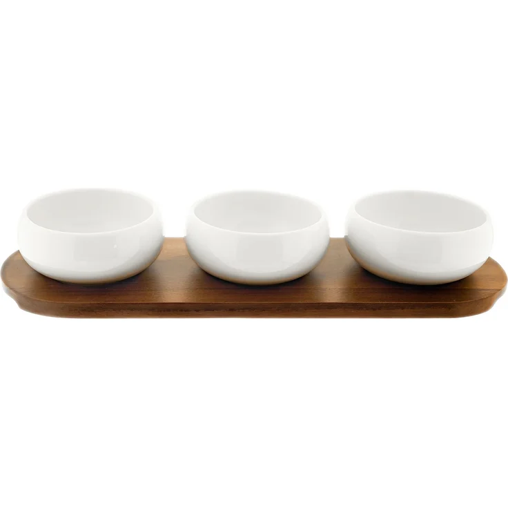Belicia 4-teiliges Servierschalen-Set mit Holzbrett & Schalen, für Snacks & Dips – Bild 1