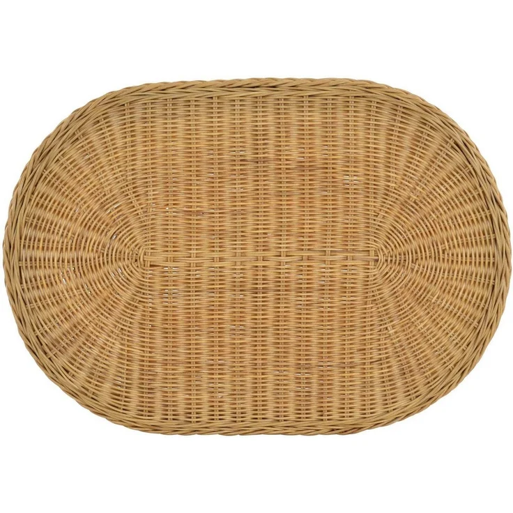 Krines Home Beistelltisch Rattan-Tisch/Ovaler Beistelltisch/Couchtisch Rattantisch Ablage Oval, Oval – Bild 4