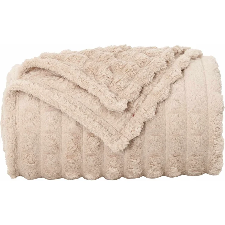 vidaXL Überwurfdecke Beige 200 x 150 cm Fleece 42016910 – Bild 4