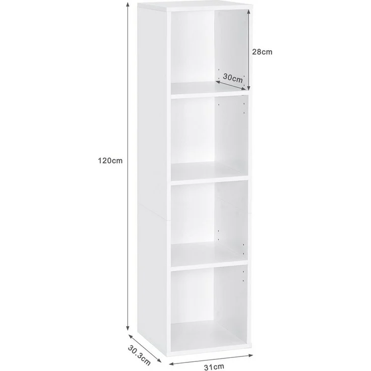 Mondeer Bücherregal Würfelregal, Standregal, Wandregal, Bücherschrank aus Holz mit 4 Fächer, Weiß – Bild 3