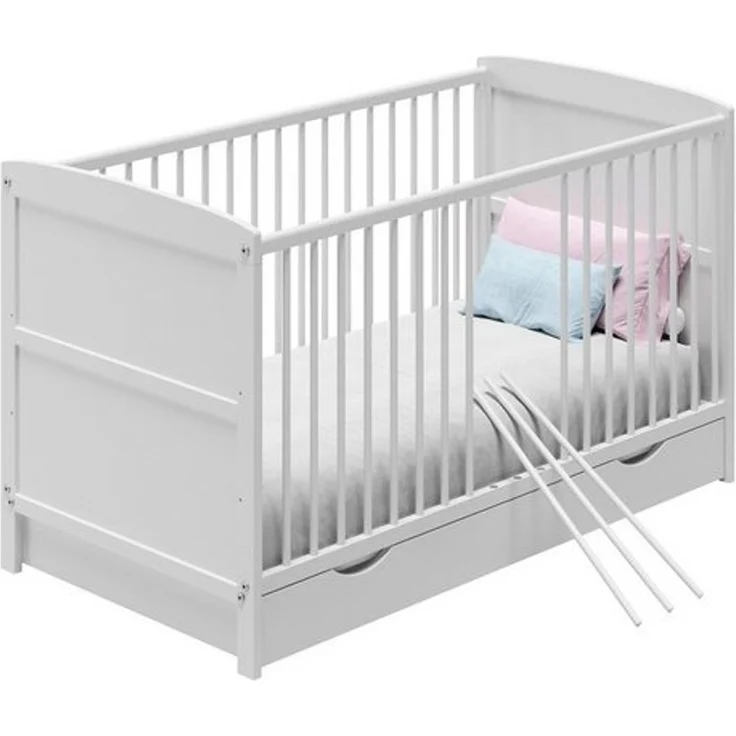 Kids Collective Babybett Kinderbett 60x120/70x140 cm umbaubar zu höhenverstellbares Lattenrost, 70x140 cm mit Schublade von Geburt bis 6. Lebensjahr – Bild 4