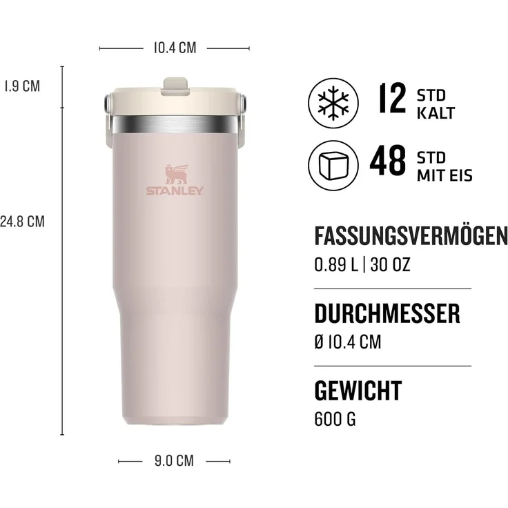 Stanley Isolierbecher The Iceflow Flip Straw Tumbler 0,89l Rose Quartz – Bild 2