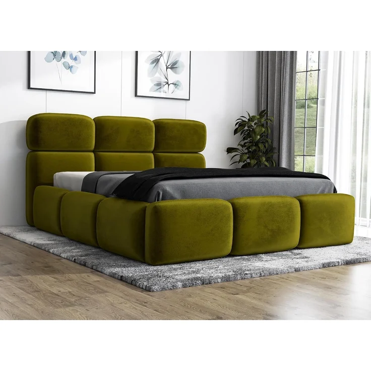 Polsterbett MAROKO 180x200 ohne Matratze mit Bettkasten und Lattenrost. Farbe: Olive 9 – Bild 3