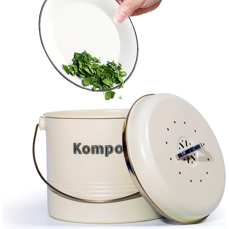 Zedelmaier Biomülleimer Biomülleimer Küche, Bio Mülleimer, Komposteimer Metall, Geruchsdicht mit Aktivkohlefiltern, Biomüll Retro 3,5L