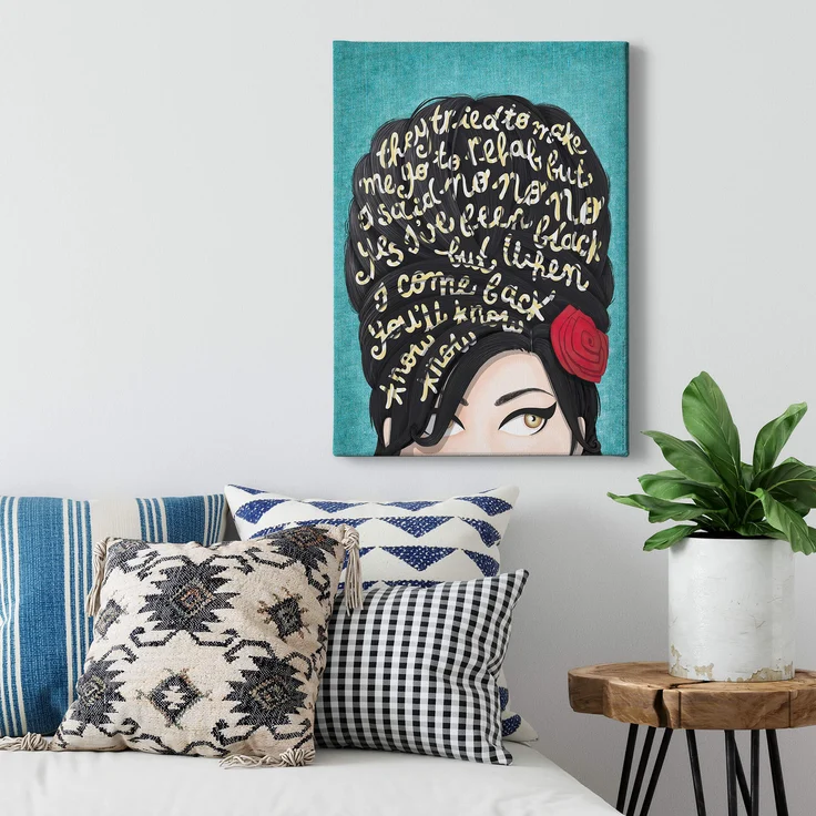 Frau Leinwandbild Grün Schwarz 50x70 DD123183 Keilrahmen Wandbild Leinwand – Bild 2