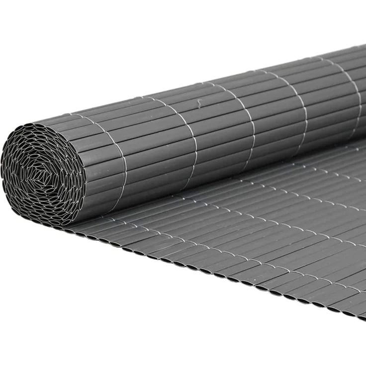 vidaXL Gartenzaun Doppelseitig Grau 1,8x5 m PVC 42002627 – Bild 2