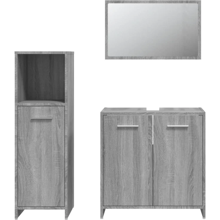 vidaXL 3-tlg. Badmöbel-Set Grau Sonoma Holzwerkstoff 3154407 – Bild 4