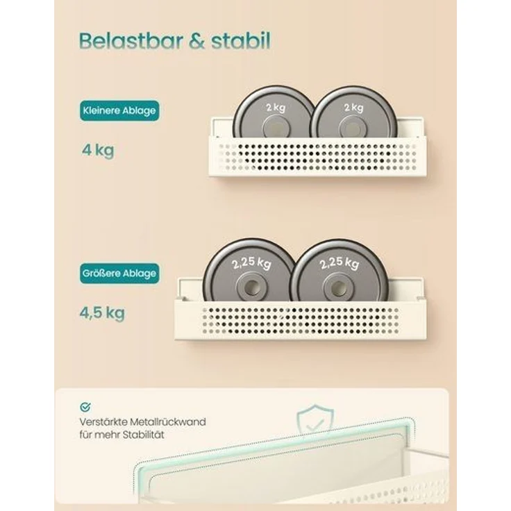 SONGMICS Gewürzregal magnetisch, 4er Set, 2 große und 2 kleine Regale, Gewürz-Organizer ohne Bohren, Magnetregal, für Küche, Kühlschrank, Mikrowelle, Waschmaschine – Bild 4