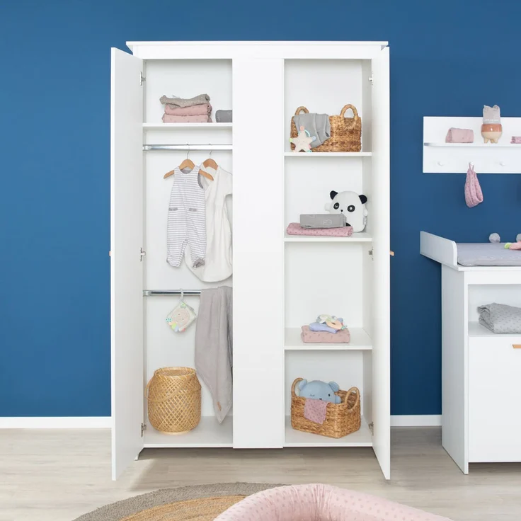 roba Kinderzimmerset 'Anton' 3-teilig - Bett 70 x 140 - Wickelkommode - Kleiderschrank 3-türig - Weiß – Bild 18