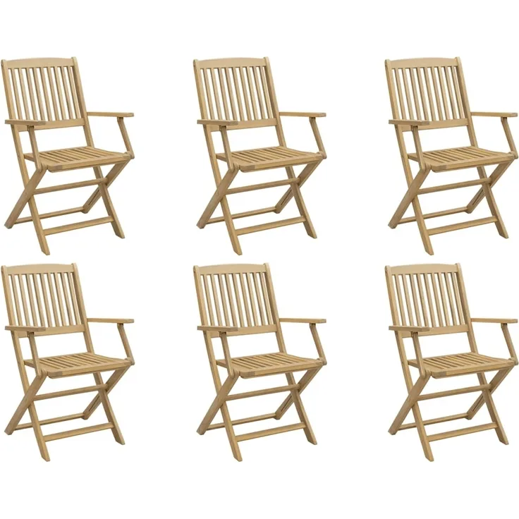 vidaXL Gartenstühle 6 Stk. Klappbar 54x61x88 cm Massivholz Akazie 3214230