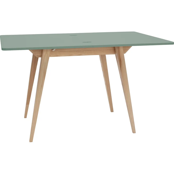 Ragaba rechteckiger ausziehbarer Tisch, MDF & Massives Eschenholz, 90x65 cm, Salbeigrün – Bild 2