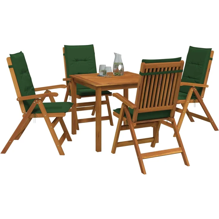 vidaXL 5-teiliges Garten-Esszimmer-Set 4-Sitzer Grün Massivholz Akazie 3434601 – Bild 3
