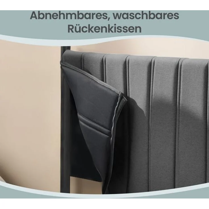 VASAGLE Bettgestell, 180 x 200 cm, hochklappbar Lattenrost, Stauraum unter dem Bett, mit Kopfteil, beige – Bild 3