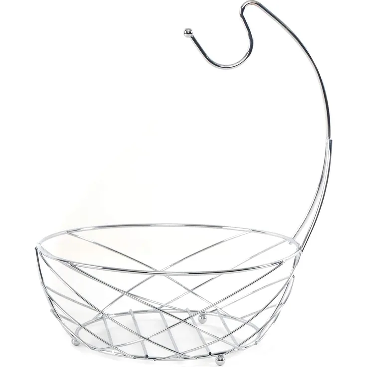DESIGN DELIGHTS Obstschale METALL OBSTKORB "FRESH", Ø 25 cm, mit Bananenhaken, Früchtekorb, Metall