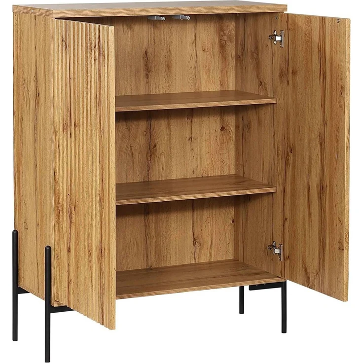 loft24 Highboard Cesar, Schrank mit 2 Türen, Mehrzweckschrank, Eiche Optik, Metallbeine – Bild 4