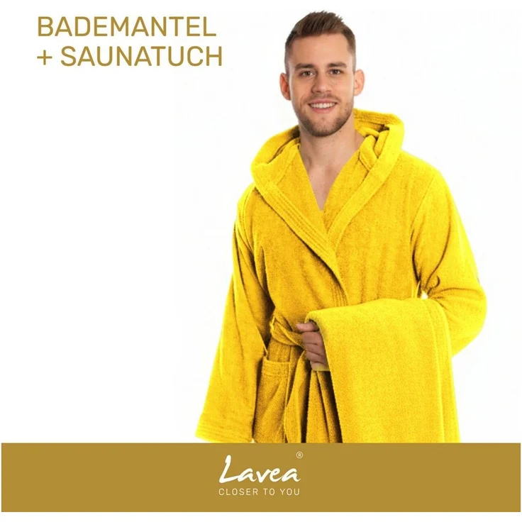 Lavea Saunatuch MEXICO Saunahandtuch 80×200 cm – optional mit Bademantel/Morgenmantel, Baumwolle (Set, 2-St), Hochwertiges Walkfrottier – Saunatuch oder Set mit Unisex-Bademantel
