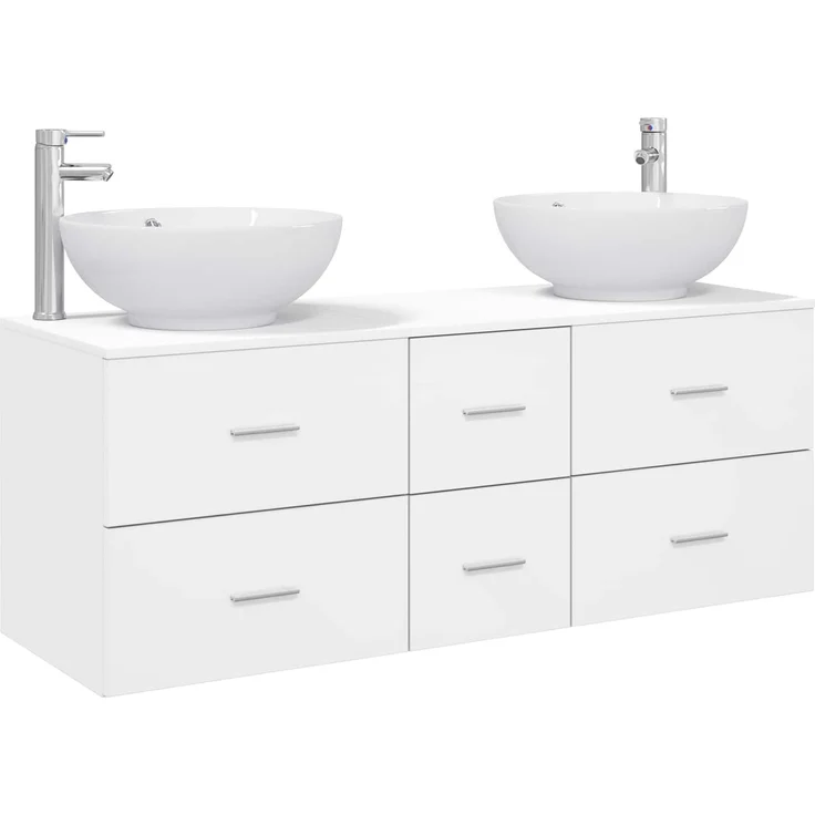 vidaXL Badezimmerschrank-Set 3 stk. Weiß 129 x 44,5 x 80 cm 3405907 – Bild 2