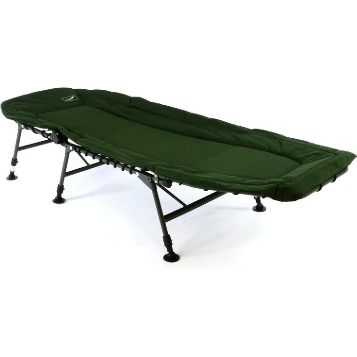 VCM Profi Karpfenliege, Campingliege mit 6 Schlammfüßen, stufenlos verstellbar, grün oliv (200 cm)