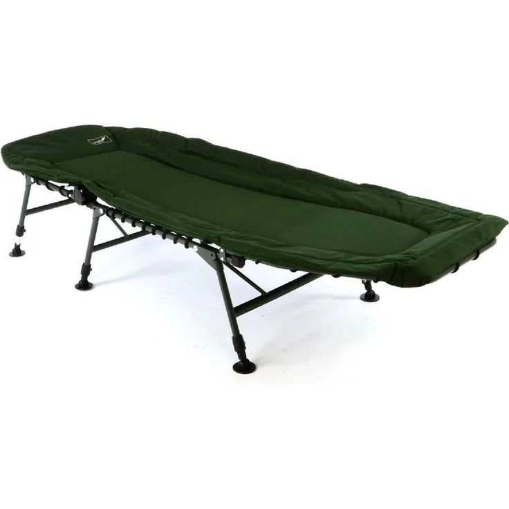 VCM Profi Karpfenliege, Campingliege mit 6 Schlammfüßen, stufenlos verstellbar, grün oliv (200 cm)