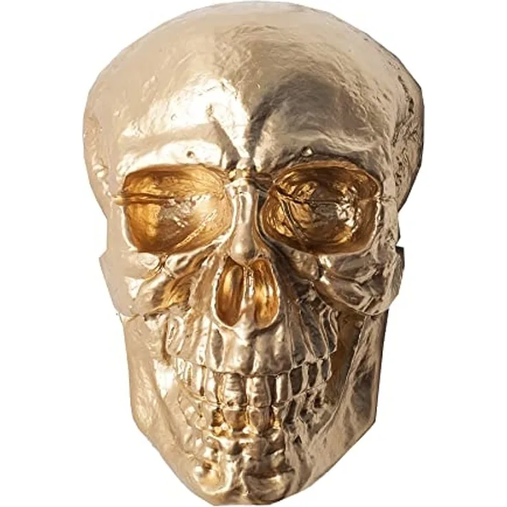 riess-ambiente Wanddekoobjekt SKULL XXL 40cm gold (Einzelartikel, 1 St), Metall · Totenkopf · Deko-Schädel · Schlafzimmer · Wohnzimmer