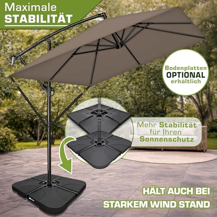 tillvex Sonnenschirm tillvex® eckig 235 x 235 cm Ampelschirm, Kurbelschirm mit 360° Drehung, wasserdicht, UV-Schutz bis UPF 50+, Aluminium, inkl. Abdeckung und Windschutz – Bild 8