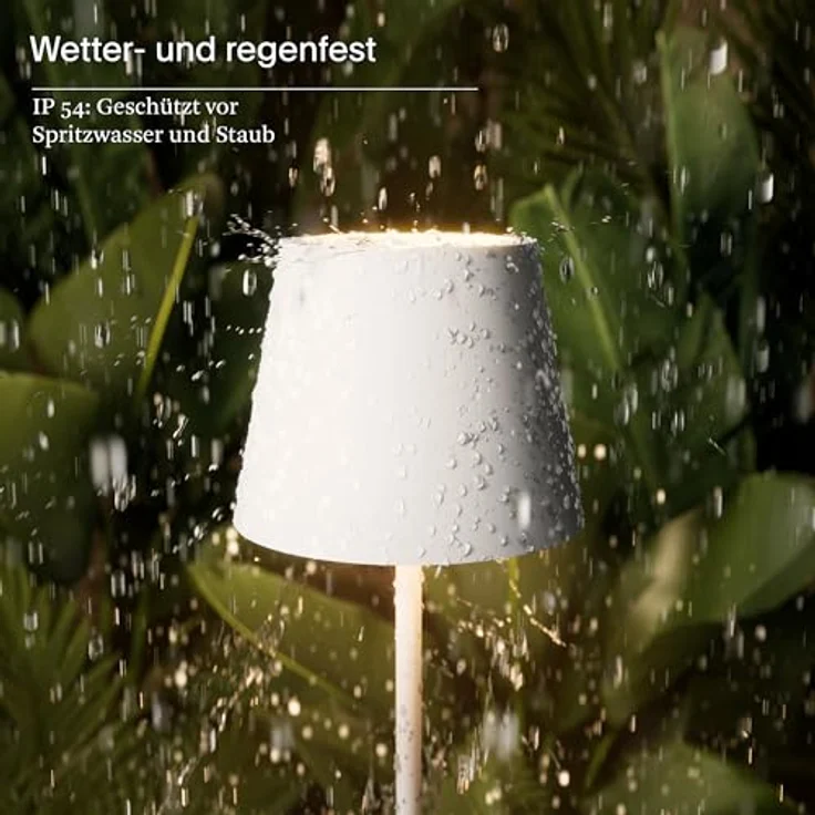 Sigor Nuindie mini LED-Akku-Tischleuchte, kabellose Leuchte mit IP54 Schutz, 12 Stunden Akkulaufzeit, dimmbar, pulverbeschichtet – Bild 6