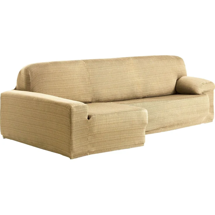 ECOMMERC3 Chaiselongue-Sofabezug, langes Eckteil Links, elastisch, aus Jacquard, Beige, universelle Passform, mit Schaumstoffen und rutschfesten Gummibändern