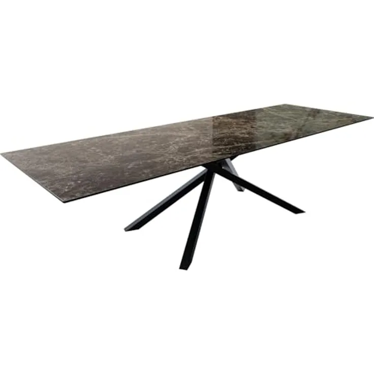 Outdoortisch Edge 300x100 cm Keramik Emperador Extra Lucidato Dunkelbraun Kreuzgestell Rechteck Schwarz