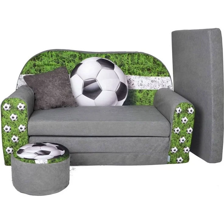 FORTISLINE Kindersitzgruppe Kindersofa Kindercouch Aufklappen Bettfunktion + Hocker W319 – Bild 1