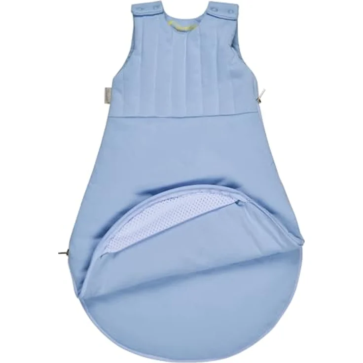 Sterntaler Babyschlafsack 50/56 cm Bär Bo, Schlafsack für Babys, Applikation am Fußteil, Singlejersey-Futter, Wattierung, Zwei-Wege-Reißverschluss, Mesheinsatz, 63×47×2 cm, eisblau, 1,50 TOG, Größe 56 – Bild 3