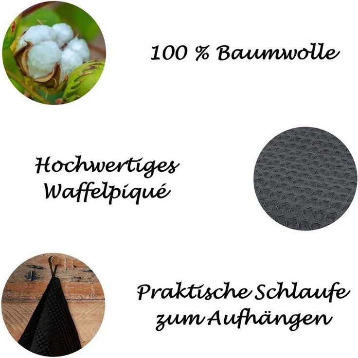 Engelland Geschirrtuch Poliertuch, (Vorteils-Set, 6-tlg, Waffel-Pique), 100 % Baumwolle, integrierte Aufhängeschlaufe, 70 x 50 cm – Bild 3