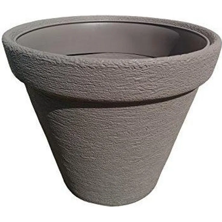Terra Blumentopf Classic aus Kunststoff, Grau, 35 cm
