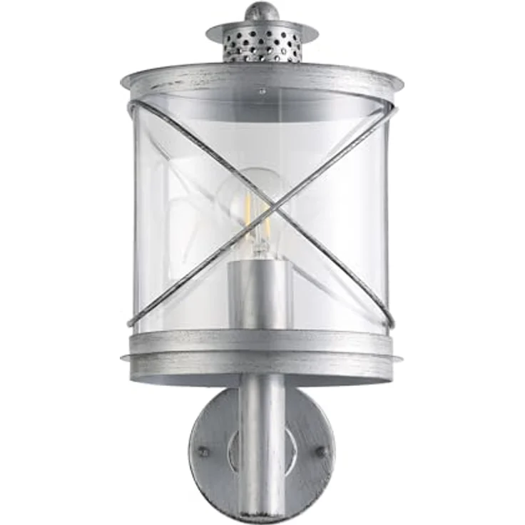 EGLO Außen-Wandlampe Hilburn 1, 1-flammige Wandleuchte aus verzinktem Stahl und Kunststoff, Farbe: Silber-antik, IP44, Fassung: E27, Höhe: 37,5 cm – Bild 2