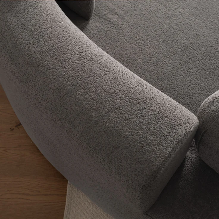 Ecksofa 327x215x80 cm in Grau, Chenille, mit 7 cm Sitzpolster, großzügigem L-Design und 4 Kissen – Bild 10