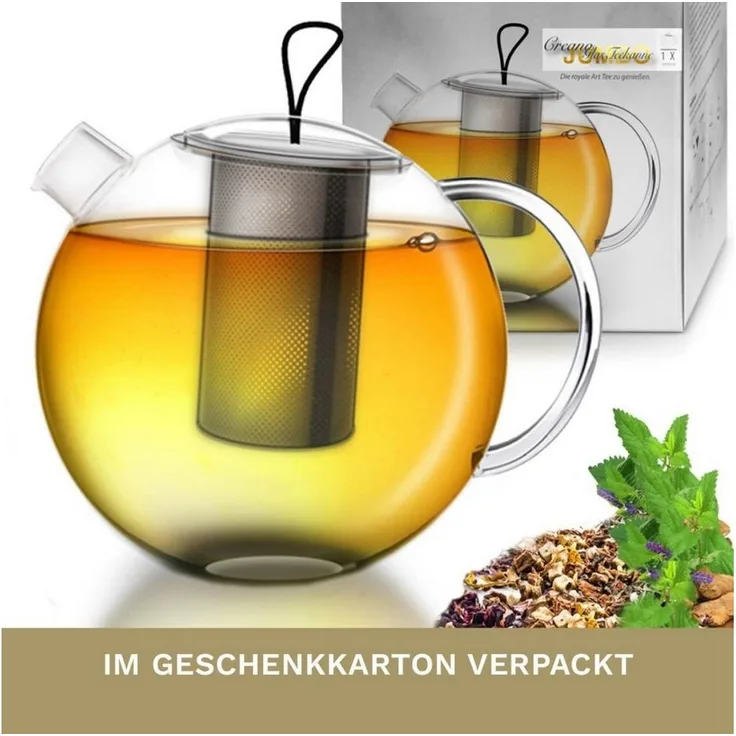 Creano Teeglas Creano doppelwandiges Tee-Glas, Latte Macchiato, Thermobecher Schmette, Glas, 1x bedrucktes Glas