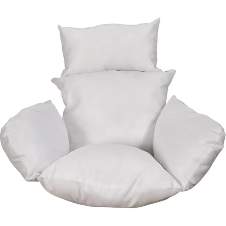 Luxus Hängesessel Style XXL Rattan Korb Gestell Schwarz mit Relaxkissen Weiss – Bild 7