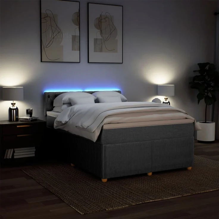 vidaXL Boxspringbett mit Matratze Hellgrau 140x190 cm Stoff 3289758 – Bild 5