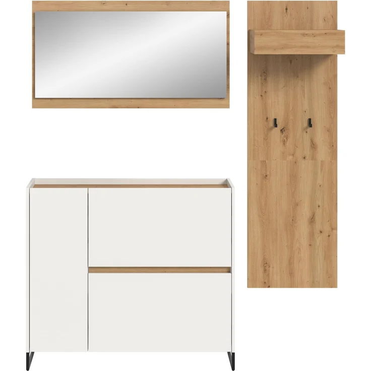 Garderobenkombination B/H/T: 192x175x32 cm in weiß Nachbildung und Artisan Oak Nachbildung – Bild 2