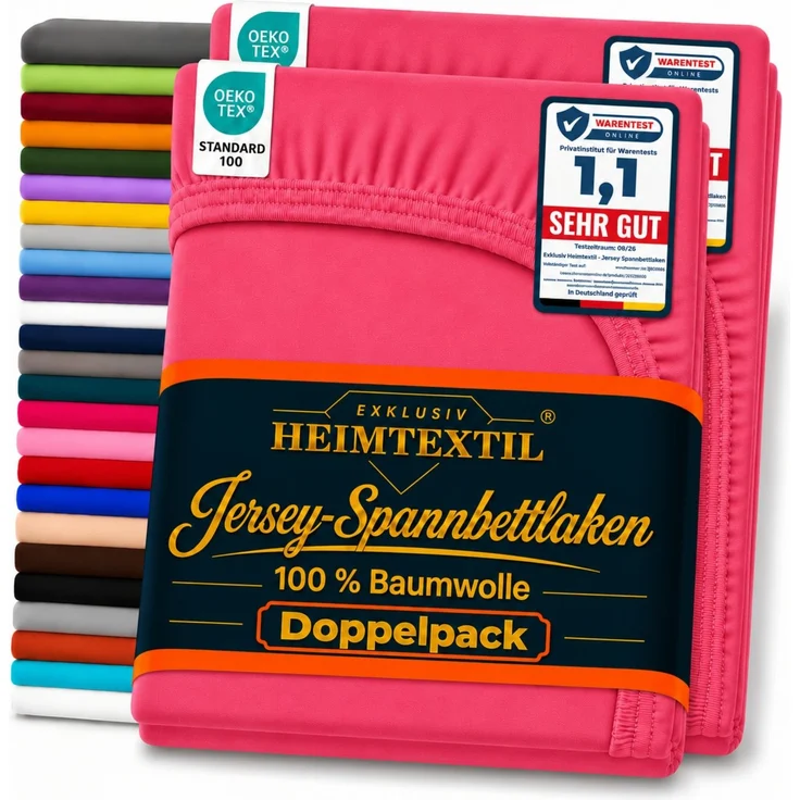 Doppelpack Jersey Spannbettlaken Premium Pink 60 x 120 - 70 x 140 cm – Bild 1