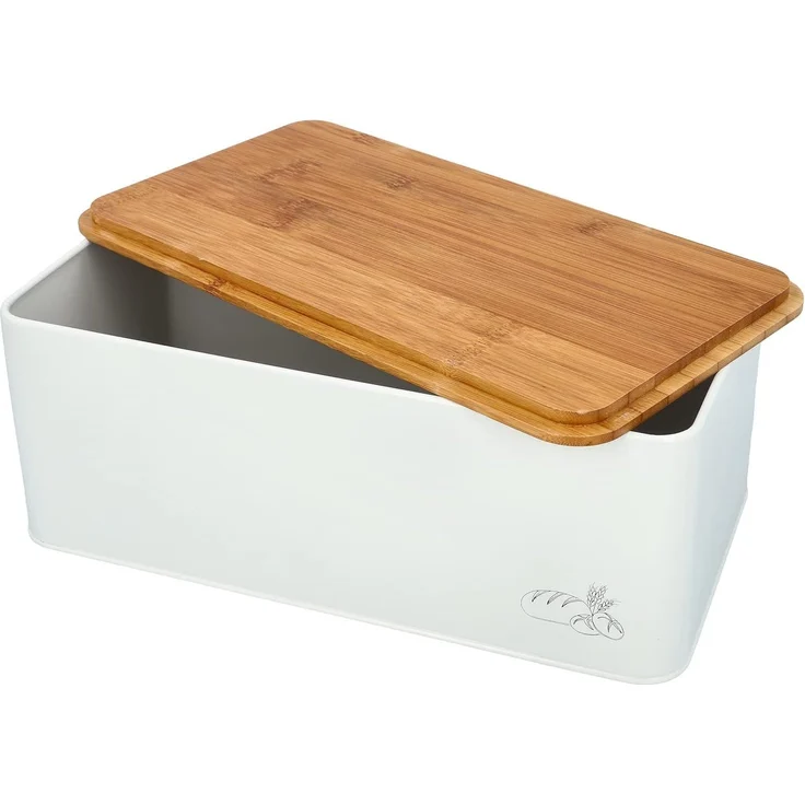 Birkmann Brotkasten Laib & Seele Metall 33x18x13 cm mit Bambus Holzdeckel – Bild 2